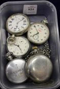An Elgin military pocket watch and various other pocket watches.