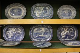 A good collection of blue and white meat plates.