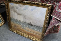 Coastal Landscape with Sailing Boats oil on canvas.