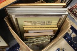 A quantity of watercolours, embroidered pictures, prints etc.