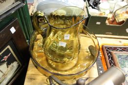 A glass jug and bowl set etc.