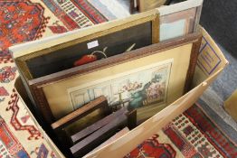 A small group of prints and an embroidered picture.