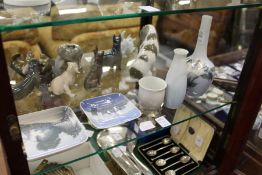 A Copenhagen floral decorated vase together with four pieces of similar china (some small chips).