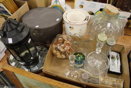 Household and decorative glassware, hanging lantern etc.