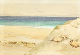 Thomas Francis Wainewright (1794-1883) British. Sheep Resting on a Sand Dune, Signed & Dated 1870,