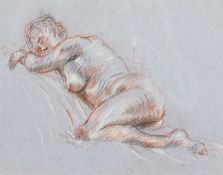 Peter Collins, A recumbent nude, chalk and charcoal, 9