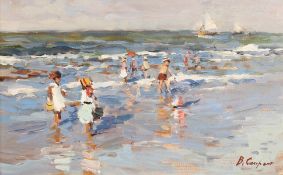 Valery Sekret (b.1950) Russian, 'On The Shore Of The Mediterranean' signed oil on board, 8.5 x 13.5