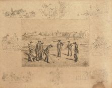 Frank Payton. 'Royal and Ancient, St Andrews', an Etching of a Golf Scene, 8