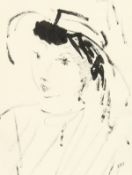 Elinor Bellingham-Smith (1906-1988) British. A Head Study of a Female Figure, Ink Drawing, Signed