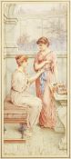 William Anstey Dolland (1858-1929) British, a pair of watercolour paintings of classical maidens
