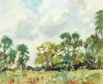 Llewellyn Petley-Jones (1908-1986) Canadian/British, and extensive landscape of trees, oil on