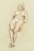 Peter Collins, a seated nude, chalk and charcoal, 14