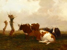 19th Century School. Cattle Resting in a Heathland Landscape, Oil on Canvas, in a Fine Quality