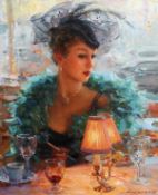 Konstantin Razumov (b.1974) Russian, 'Reflection In The Caf de St. Germain', signed oil on canvas,