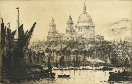 Ernest Llewellyn Hampshire (1882-1944) British, 'Saint Paul's from the River', etching, signed and