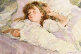 Alexander Averin (b.1952) Russian, 'Dreaming', signed oil on board, 9.5