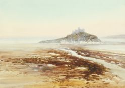 John Shapland (1865-1929) British. A View of St. Michael's Mount, Watercolour, Signed, 10