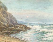 George Henry Jenkins (1843-1914) British. Coastal Scene at Sunset, Watercolour, Signed, 11