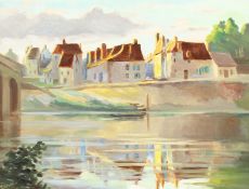 Esther Barbara Nicloux Kerr (1861-1950) British, 'The River, Amboise', oil on board, signed and