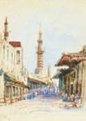 Circle of E.L. Weeks. A Street Scene, Possibly Cairo, Watercolour, 6