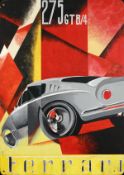 20th century European school, a painted Ferrari sign, acrylic on MDF, 36