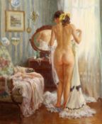 Vladislav Nagornov (b.1974) Russian, 'What Shall I Wear', signed oil on canvas, 21.5