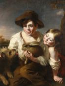 Circle of Margaret Sarah Carpenter (1793-1872) British, a young boy and a girl with a rabbit and a