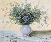 Vladimir Lisenko, Russian, 'Forget-Me-Nots', signed oil on canvas, 9.5