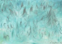 20th Century School. An Abstract Composition in Blue Indistinctly Signed and Dated, Oil onCanvas,