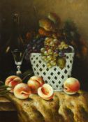 20th century a pair of still life paintings of flowers and fruit one signed Casper the other