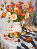 Vladamir Belsky (b.1949) Russian, 'Poppies In A Jug', signed oil on board, 13
