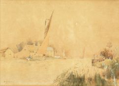 William Leslie Rackham (1869-1944) British. 'Horning Ferry' 1931, Watercolour, Signed, Inscribed &