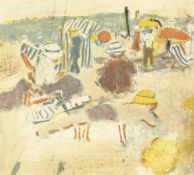 After Jean Pouguy, Figures on a Beach, lithograph, signed and numbered in pencil, 41/220, 8.5