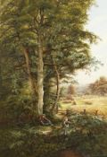 Bonomi Edward Warren (19th century) British, children picking berries in a Woodland Glade with a