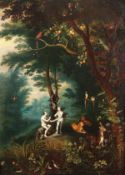 Attributed to Jan Brueghel the younger (1601-1678) Flemish, Adam and Eve in the garden of Eden,