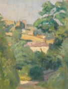 Hubert Wellington (1879-1967) British. 'Bickington, Dorset, Sun after Storm', Oil on Panel, Signed &