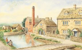 A.T. Daniel (20th/21st century) British, 'The Mill, Lower Slaughter, Glos', watercolour, signed,