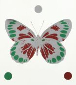 Damien Hirst, (B. 1965), metallic butterfly, framed print, signed in pencil, Ed.76/150, dimensions