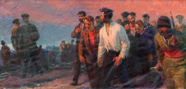 Albert S. Papikian (1926-1997) Russian, 'The 26 Commissars - The Bloody Morning, 1957', Oil on