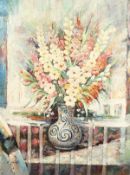 L. Sean (20th century), a still life of mixed flowers in a vase, oil on canvas, signed, 40