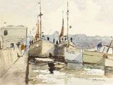 Dudley Burnside (1912-2005) British, 'The Barbican, Plymouth', signed and inscribed verso, 12
