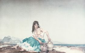 After William Russel Flint. A Semi-clothed Maiden in a Landscape, Signed in Pencil, 16