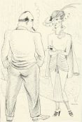 Heidi Schick (1906-1999), two post-war caricatures, pen & ink with wash, 10.5