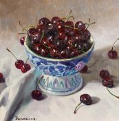 Yevgeny Balakshin (b.1998) Russian, 'Cherries In A Bowl', signed oil on canvas, 11