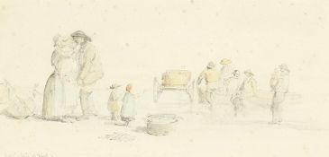 Attributed to Edward William Cooke (1811-1880) British. 'Selling Fish at Harbour', Watercolour and