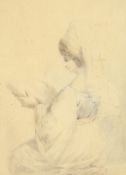 19th century, a study of a seated female figure, pencil, 10