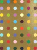 Damien Hirst, (B. 1965), untitled gold gift spot, framed screenprint in colours, gold glitter/