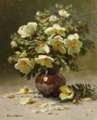 Yevgeny Balakshin (b.1998) Russian, 'Wild Roses', signed oil on canvas, 19.5