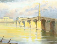 Esther Barbara Nicloux Kerr (1861-1950) British, 'The Bridge, Blois' oil on board, signed and