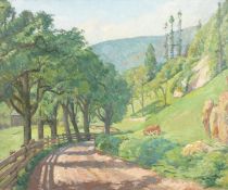 Hubert Wellington (1879-1967) British. 'In the Zillertal, Tyrol', an Alpine Scene, Oil on Canvas,